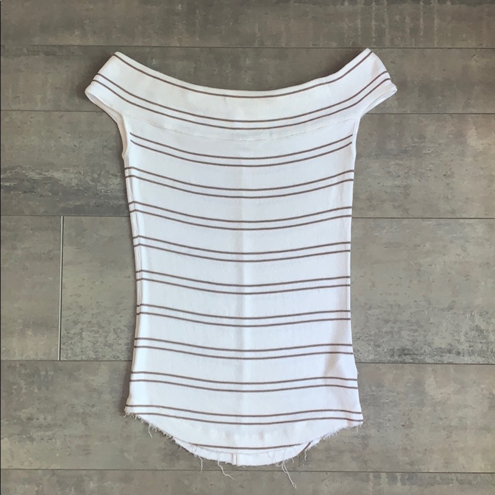 Free People Boatneck sleeveless raw-edge top